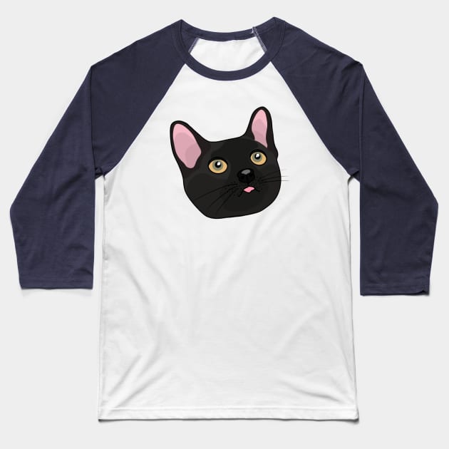 Black Cat Baseball T-Shirt by crankycranium